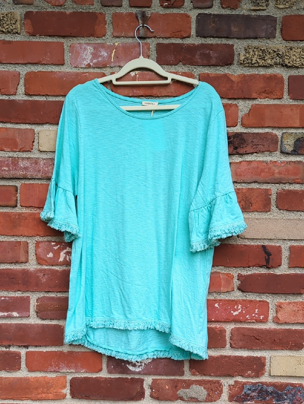 JODIFL Aqua Fringe Hem & Sleeve Tunic